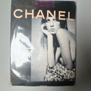 Chanel Jacquard Tights Bordeaux & Black CC Logo Pattern Size 2 New in Package